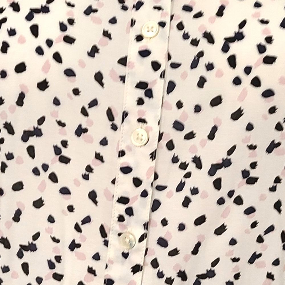 Loft White Patterned Blouse Small - image 7